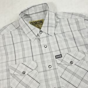 Dixxon Shirt Mens Medium Gray White Plaid Button Up Form And Function D Lux